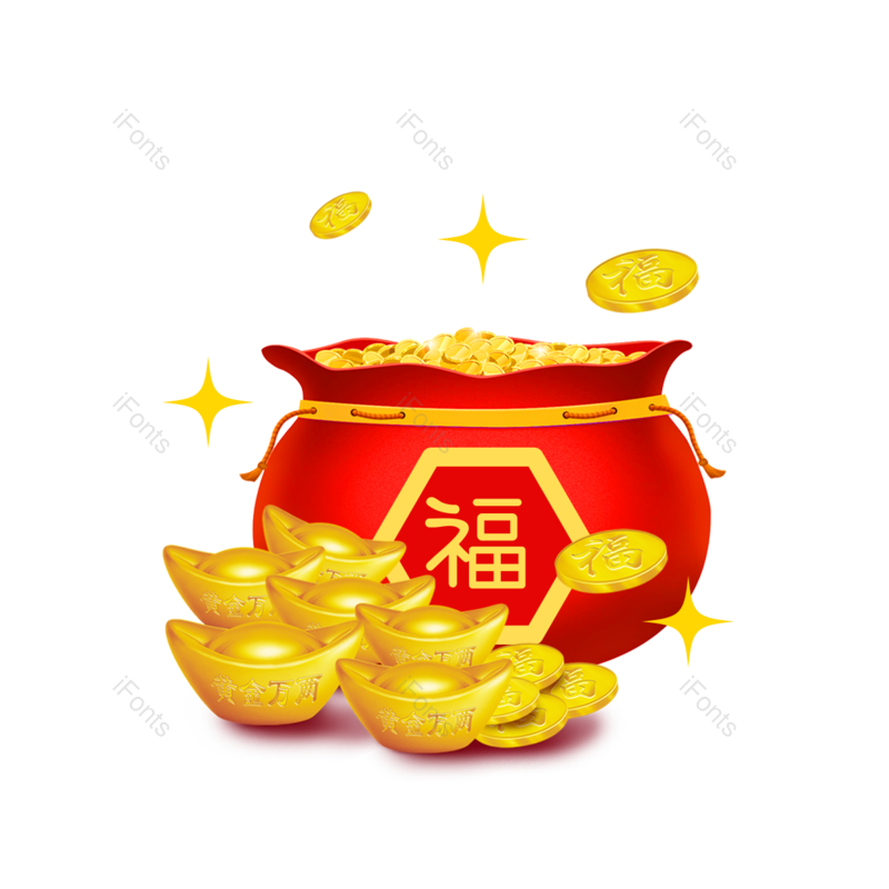 春节图片,宝藏元素,金色的PNG,中国新年免抠素材